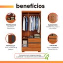Ver imagem 3 de Guarda Roupas Solteiro Zoe 3 Portas 2 Gavetas MDP Madeirado Grafite Aramóveis