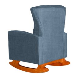 Poltrona Estofada de Balanço Sala Quarto Melinda Linho Azul - DL DECOR - 4