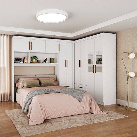 Guarda-roupa Casal Modulado 5 Portas Hercules 4 Portas 4 Gavetas com Espelho