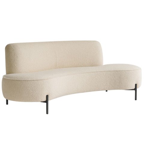 Sofá Orgânico 2 Lugares 150cm Argos Pés Preto Bouclé Off White - Nexta Casa