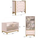 Ver imagem 2 de Quarto de Bebê Completo com Berço Slim Cômoda e Roupeiro Flora Rosa Qmovi