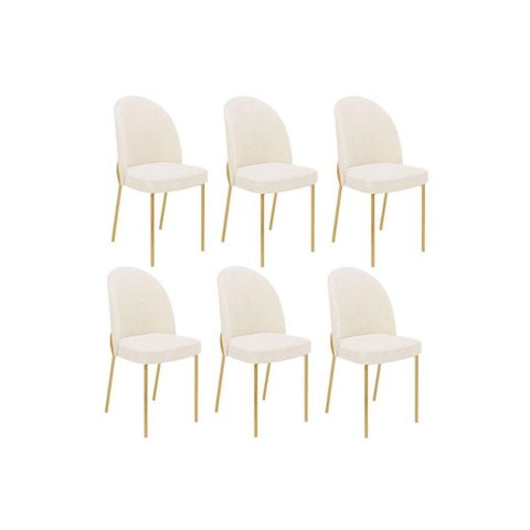 Cadeira Jantar Kit 6un Lizy Metal/Boucle Perola DJ Móveis
