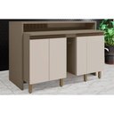 Ver imagem 1 de Bancada Ilha Cozinha Balcão Gourmet Connect C/ 3 Portas 145cm - Henn Duna/cristal - Henn