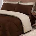 Ver imagem 4 de Kit Edredom + Jogo de Lençol Aconchego Look House Dupla Face Solteiro 04 Peças - Marrom- Caqui