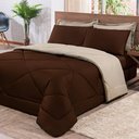 Ver imagem 3 de Kit Edredom + Jogo de Lençol Aconchego Look House Dupla Face Solteiro 04 Peças - Marrom- Caqui