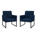 Ver imagem 1 de Kit 2 Poltronas para Recepção Thais com Base de Ferro Preto Resistente Azul