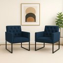 Ver imagem 2 de Kit 2 Poltronas para Recepção Thais com Base de Ferro Preto Resistente Azul