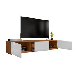 Rack Eros 1.80 Cedro Branco 1 Gavetas Casa D Móveis Sala - 2