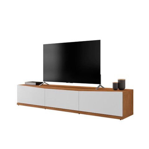 Rack Eros 1.80 Cedro Branco 1 Gavetas Casa D Móveis Sala