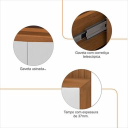 Rack Eros 1.80 Cedro Branco 1 Gavetas Casa D Móveis Sala - 4