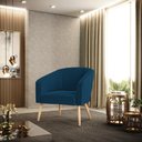 Ver imagem 2 de Poltrona Decorativa Pé Palito Natural Stella Bouclê Azul D03 - D'rossi