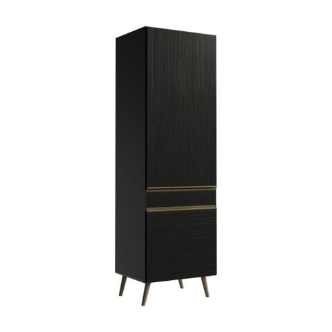 Armário Florença 2 Portas 2 Prateleiras MDP 62cm Preto Multimóveis