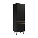 Ver imagem 1 de Armário Florença 2 Portas 2 Prateleiras MDP 62cm Preto Multimóveis