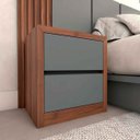 Ver imagem 2 de Cabeceira Casal e 2 Mesas Laterais 2 Gavetas Mdf sob Medida Cor:nogueira Cadiz com Cinza Sagrado