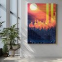 Ver imagem 3 de Quadro Decorativo Geométrico Prédios em Preto e Laranja