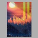 Ver imagem 2 de Quadro Decorativo Geométrico Prédios em Preto e Laranja