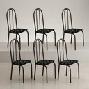 Ver imagem 4 de Kit 6 Cadeiras Ubatuba Corino Preto Lirio Tubo Marrom Cafe
