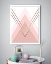 Ver imagem 2 de Quadro Decorativo Abstrato Triângulos Rosê - 70x50cm:moldura Preta
