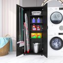 Ver imagem 3 de Armário Para Área Serviço 2 Portas Vassouras ClickForte Armário Lavanderia Preto