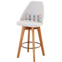 Ver imagem 4 de Kit 02 Banquetas Linho Bege E Almofada Mosaico