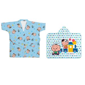 Kit Toalha de Banho Bebe e Roupão Turma da Mônica Azul
