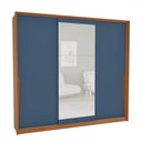 Ver imagem 2 de Guarda-roupa Casal Porto 3 Portas 4 Gavetas com Espelho Freijó/azul - Politorno