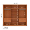 Ver imagem 4 de Guarda-roupa Casal Porto 3 Portas 4 Gavetas com Espelho Freijó/azul - Politorno