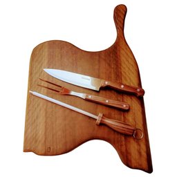 Tábua Churrasco Madeira Ipê Formato Único 53cm com Kit Churrasco - 1