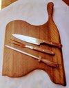 Ver imagem 6 de Tábua Churrasco Madeira Ipê Formato Único 53cm com Kit Churrasco