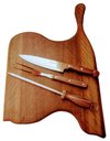 Ver imagem 1 de Tábua Churrasco Madeira Ipê Formato Único 53cm com Kit Churrasco