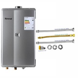Aquecedor Rinnai 35 Litros 2802 Fec Gn Prata + Kit Ligação de 40cm - 1