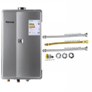 Aquecedor Rinnai 35 Litros 2802 Fec Gn Prata + Kit Ligação de 40cm