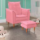 Ver imagem 1 de Poltrona Amamentação + Mini Puff Opala Tecido Suede Rosa - Fri Varejo