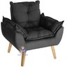 Kit 2 Poltronas Decorativas Opala e Puff Opala Suede Preta Su Decor - 4