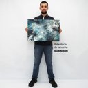 Ver imagem 2 de Quadro Decorativo em Canvas Abstrato Mármore Azul - Moldura Preta - 60 x 40cm