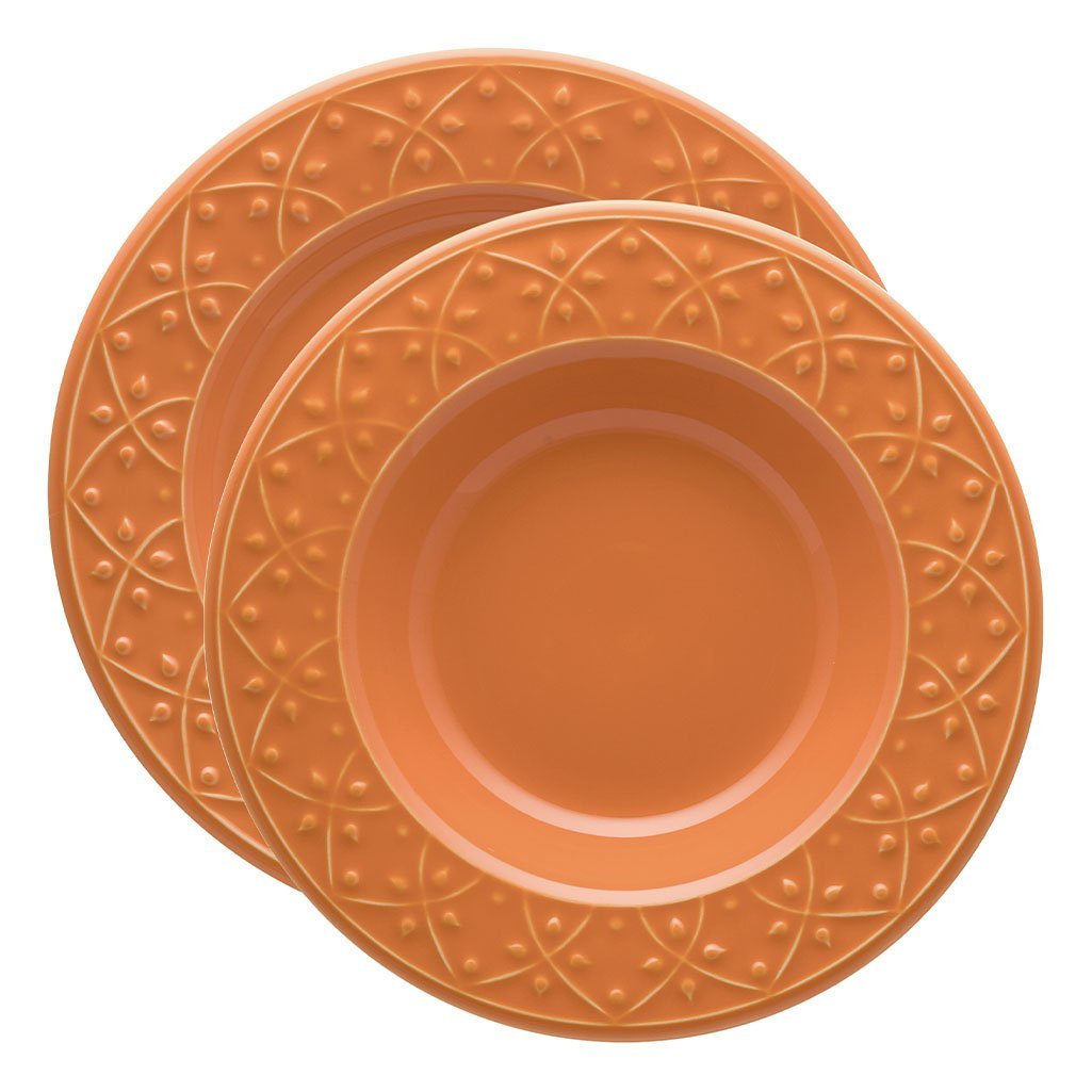 Jogo Pratos Rasos e Fundos 4 Peças Mendi Sunset Oxford® Cerâmica ...