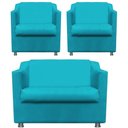 Ver imagem 1 de 2 Poltr e Namoradeira Decorativa Reforçada Suede Azul Tifany