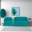 Ver imagem 2 de 2 Poltr e Namoradeira Decorativa Reforçada Suede Azul Tifany