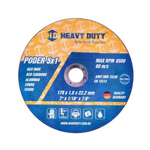 Kit 5 Disco Corte Aço Inox 5x1 7" - 177,8X1,6X22,2mm
