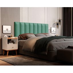Cabeceira Cama Box Módulo Estofado 60x20 Suede Verde Menta - 1