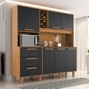 Ver imagem 1 de Kit de Armários para Cozinha MDP 6 Portas 3 Gavetas Yescasa Marrom/Cinamomo/Preto Catedral
