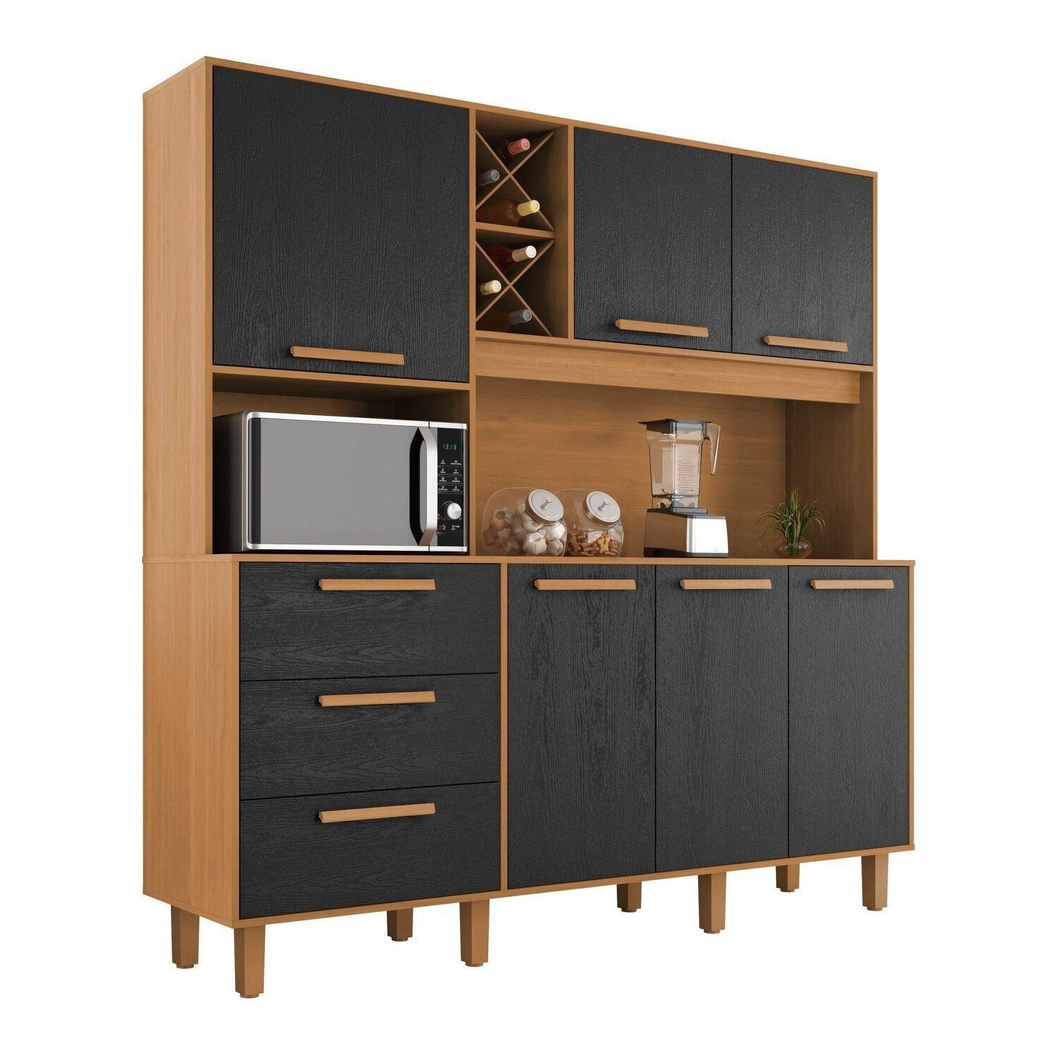 Kit de Armários para Cozinha Mdp 6 Portas 3 Gavetas Yescasa