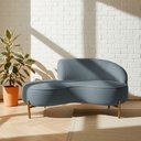 Ver imagem 2 de Sofá Curvo 2 Lugares 150cm Braço Esq. Thommy Pés Ouro Bouclé Azul Claro - Nexta Casa