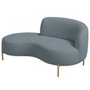 Ver imagem 1 de Sofá Curvo 2 Lugares 150cm Braço Esq. Thommy Pés Ouro Bouclé Azul Claro - Nexta Casa