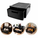 Ver imagem 1 de Gaveteiro Organizador Empilhavel Gaveta Multiuso Plastico Virgem Acabamento Estilo Rattan para Mesa