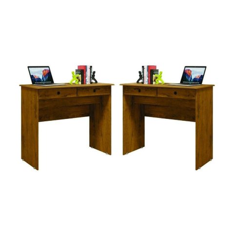 Escrivaninha Retangular Conjunto 2 Saturno Freijo 2 Gavetas MDF-MDP 90cm EJ Móveis