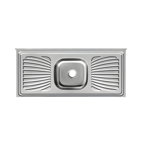 Pia de Cozinha 55x120cm com Cuba Central 100% Inox Embutida: Inox