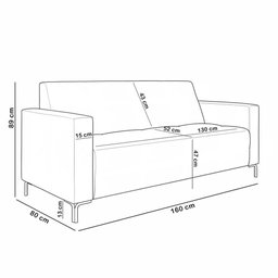 Sofá 2 Lugares Sala Living Industrial 160cm Senna K01 Couríssimo Whisky - Lyam Decor - 5
