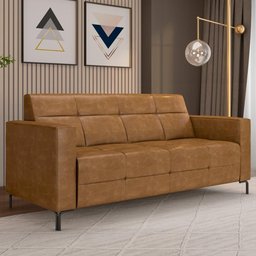 Sofá 2 Lugares Sala Living Industrial 160cm Senna K01 Couríssimo Whisky - Lyam Decor - 2