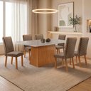 Ver imagem 2 de Mesa de Jantar Aida 180cm Tampo MDF e Vidro Canto Copo com 6 Cadeiras Lira Moderna